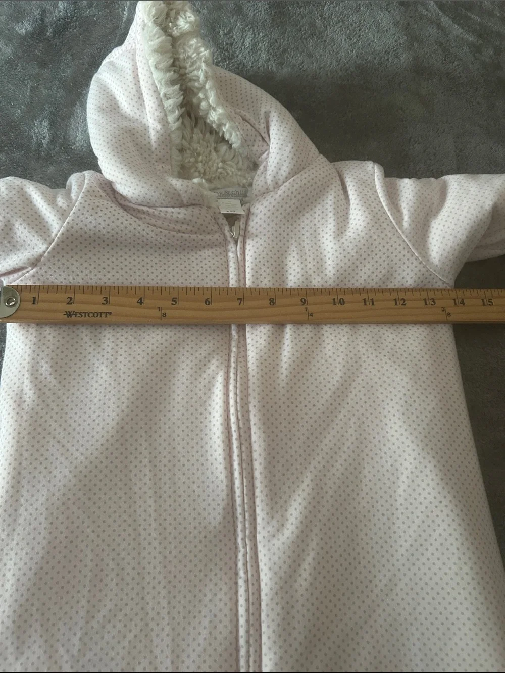 Restoration Hardware Baby & Child Pink gray Polka Dot Hooded Bunting pram 6 mos